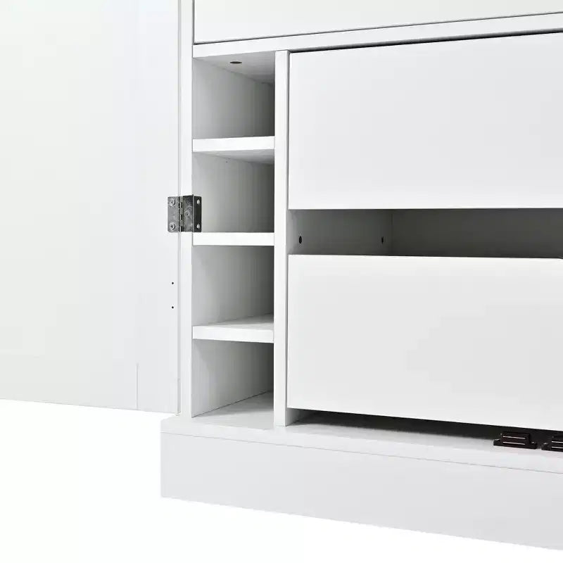 77H Freistehender Küchenschrank, Bauernhaus-Vorratskammer mit verstellbaren Einlegeböden, Türablagen, Schubladen und Weinregalen – ModernLuxe