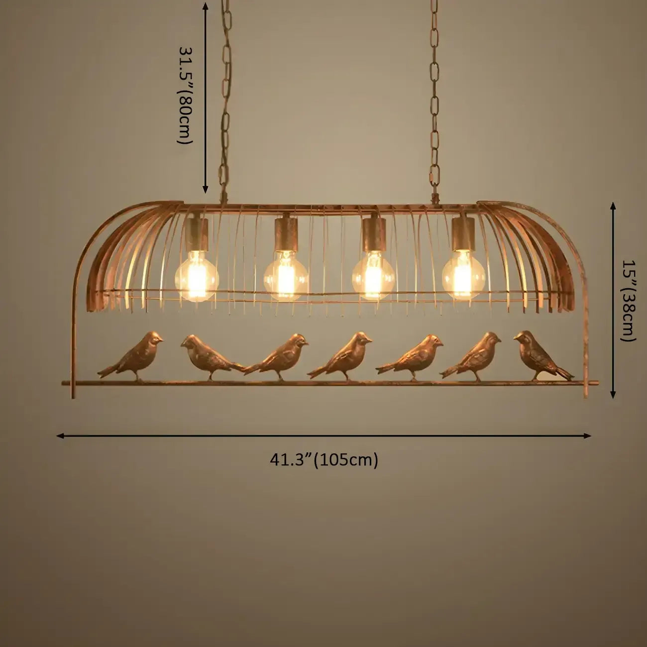 Pendelleuchte im Industriedesign mit Vogelkäfig für die Küche