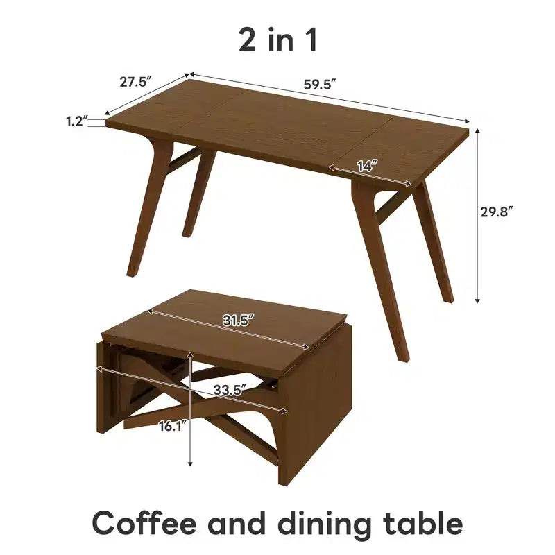 2-in-1 Couchtisch, ausziehbarer Esstisch, höhenverstellbarer Tisch für Zuhause & Büro, platzsparend – ModernLuxe