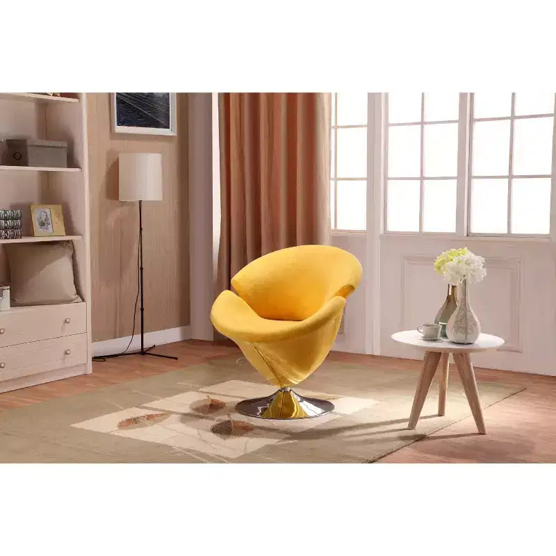Manhattan Comfort 4er-Set Tulpen-Drehstuhl Orange/Gelb: Samtbezug, keine Montage erforderlich