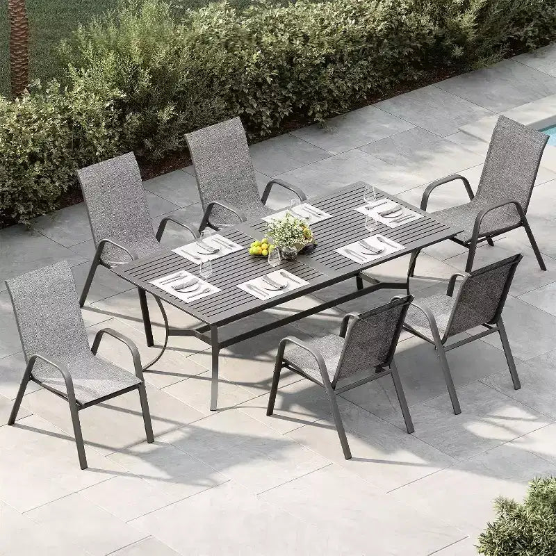 Terrassenstühle, stapelbare Outdoor-Esszimmerstühle, 4er-/6er-Set, wetterfeste, leichte Textilene-Outdoor-Stühle mit Armlehnen für Garten und Pool