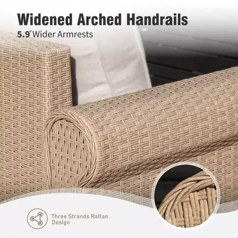 Captiva Designs 6-teiliges Luxus-Rattan-Sofa-Set für den Außenbereich mit geschwungenen Armlehnen und Kissen