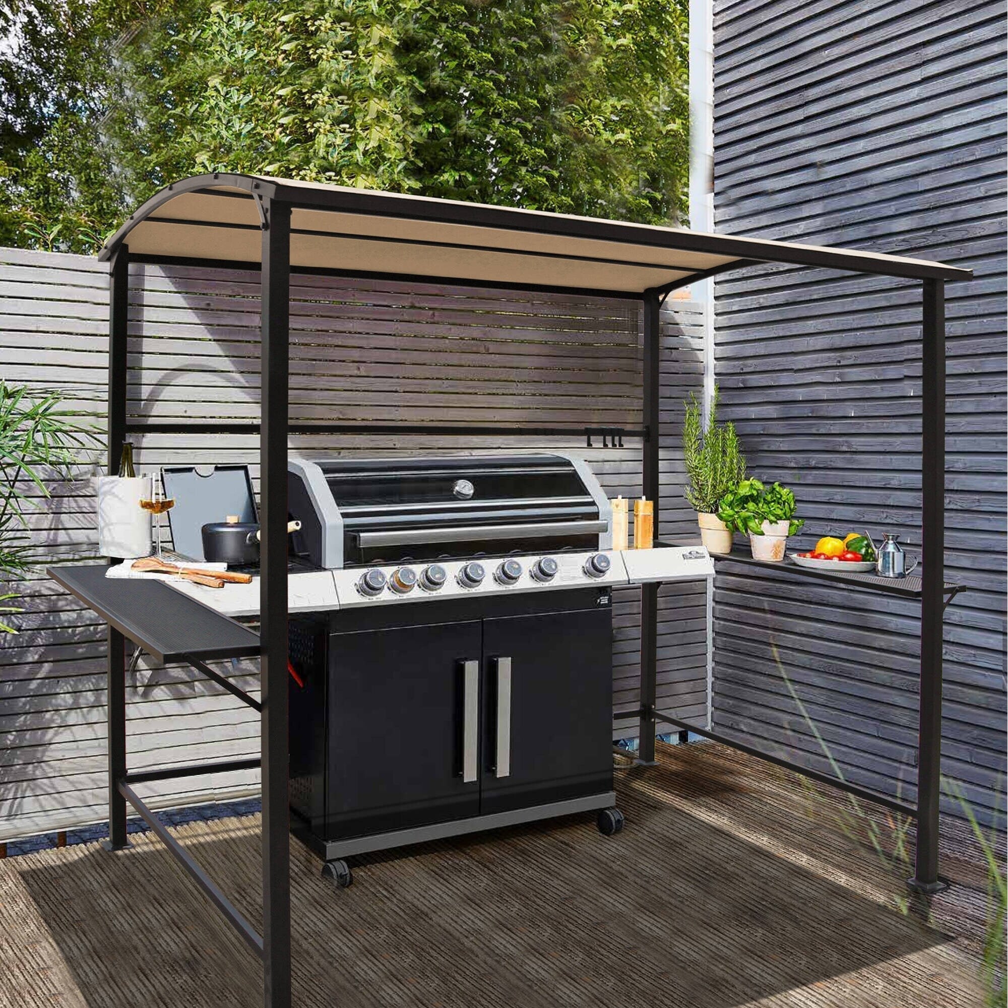 Outdoor-Grillpavillon mit Stahlrahmen, 1,5 m x 2,4 m