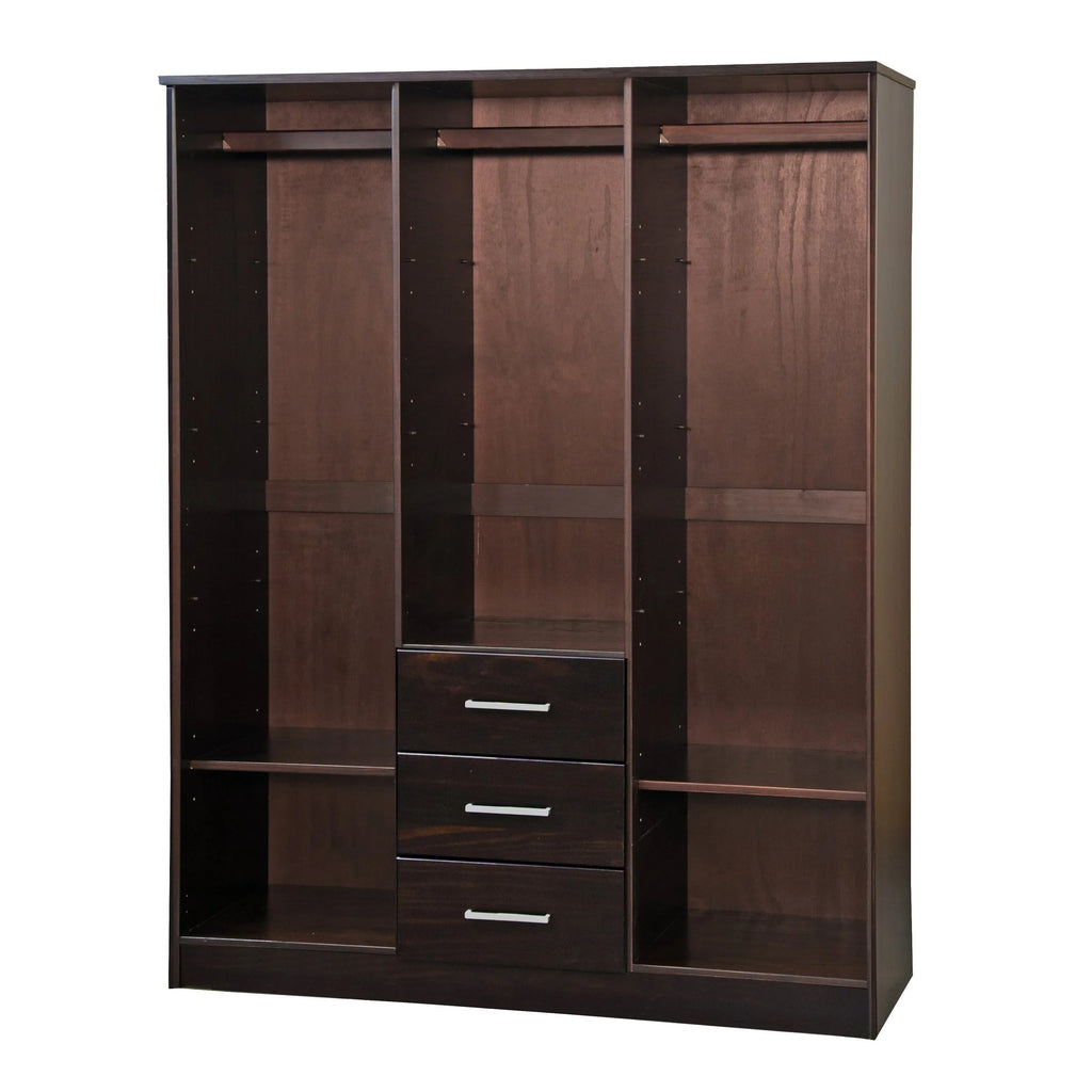 Palace Imports 100% Massivholz Cosmo 3-Türiger Kleiderschrank mit Massivholz- oder Spiegeltüren