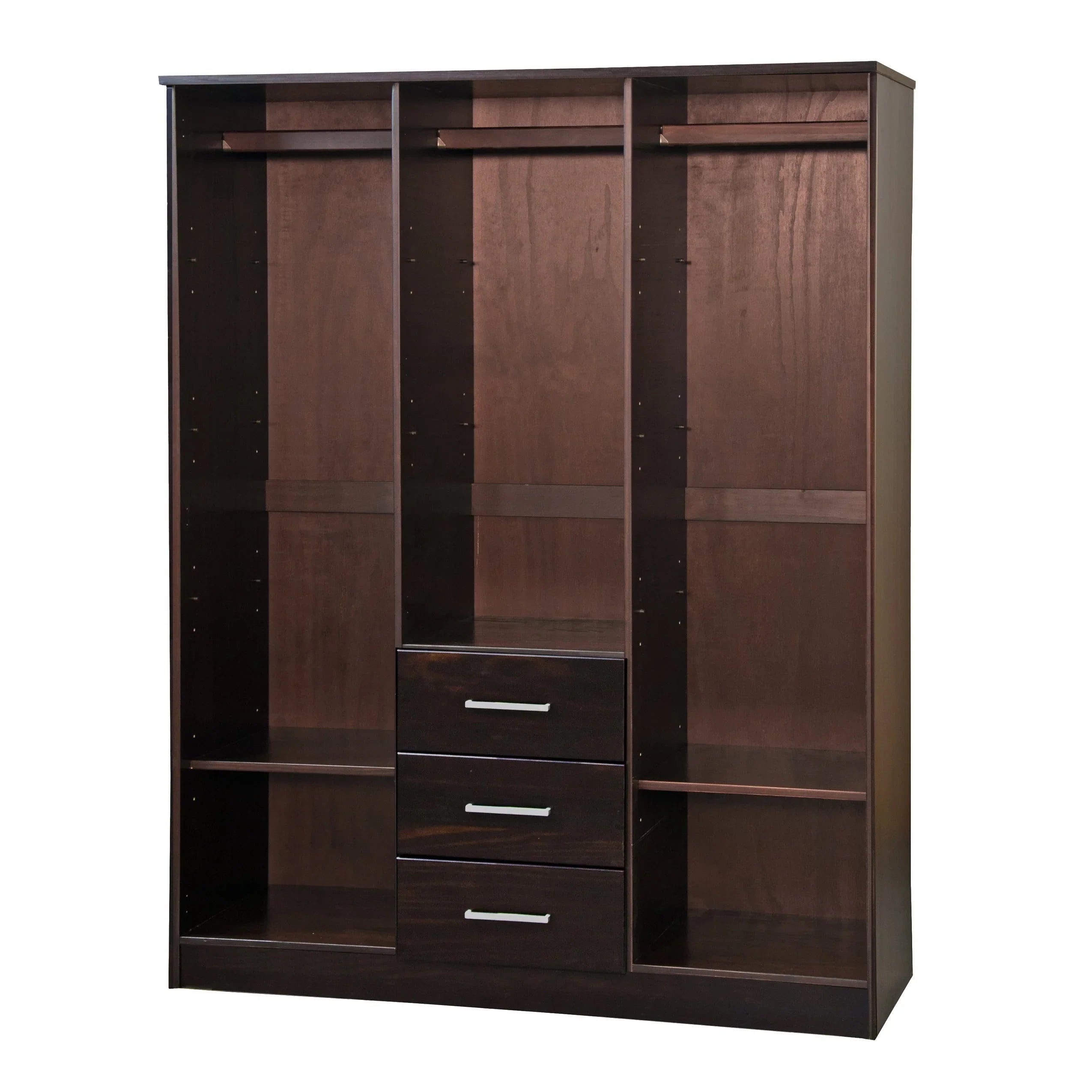 Palace Imports 100% Massivholz Cosmo 3-Türiger Kleiderschrank mit Massivholz- oder Spiegeltüren