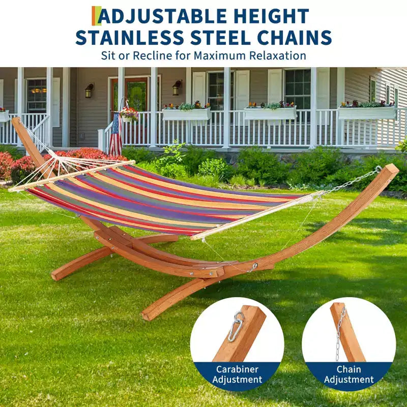 Hängemattenständer, robuster Holzständer für den Außenbereich, wetterfest, universell – 215 kg belastbar, gebogen, für Terrasse, Garten, Innenbereich