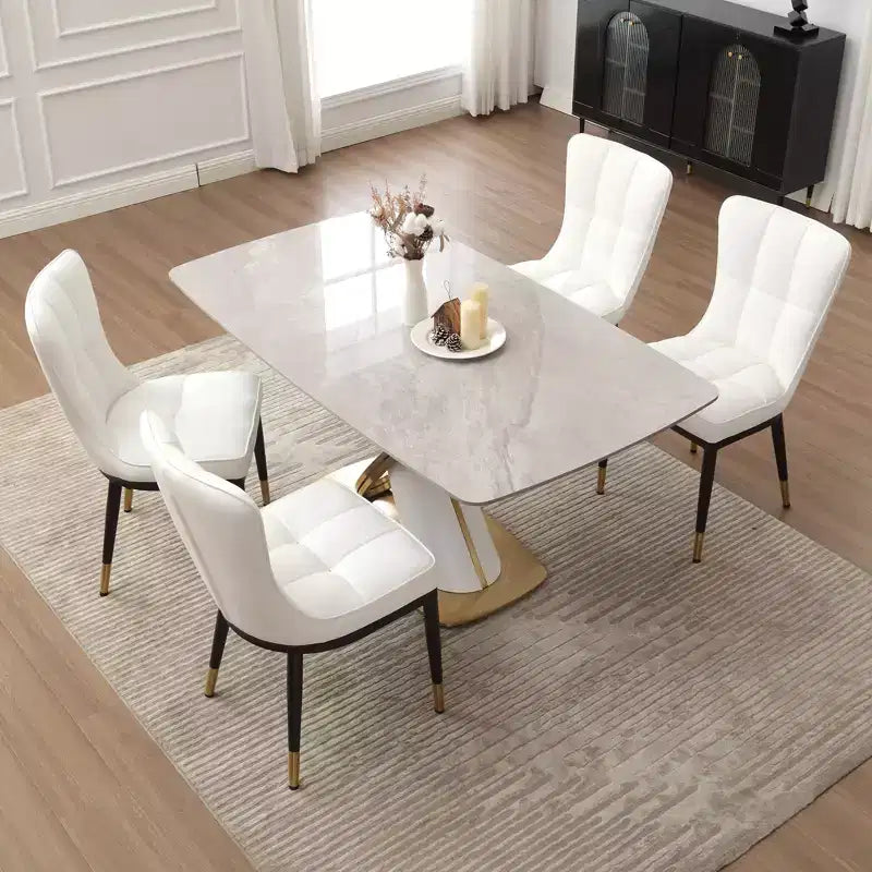 Bekrvio Esszimmerstühle 6er-Set, moderne gepolsterte Kunstledersitze mit hoher Rückenlehne, Metallbeine, armlose Küchenstühle für Wohn- und Esszimmer