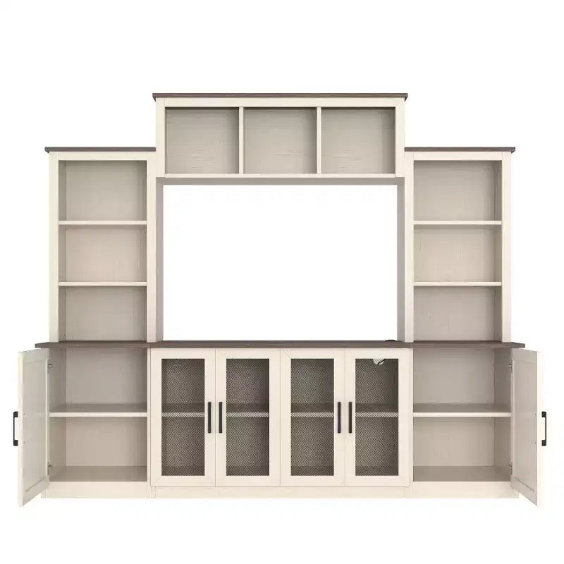 Moderner TV-Ständer für 55-Zoll-Fernseher mit Ladestation, Medienkonsole mit großen Aufbewahrungsschränken, Entertainment-Center für das Wohnzimmer-Panipeachy