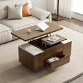 Klappbarer Couchtisch mit Liftfunktion, 4 Hockern und Stauraum