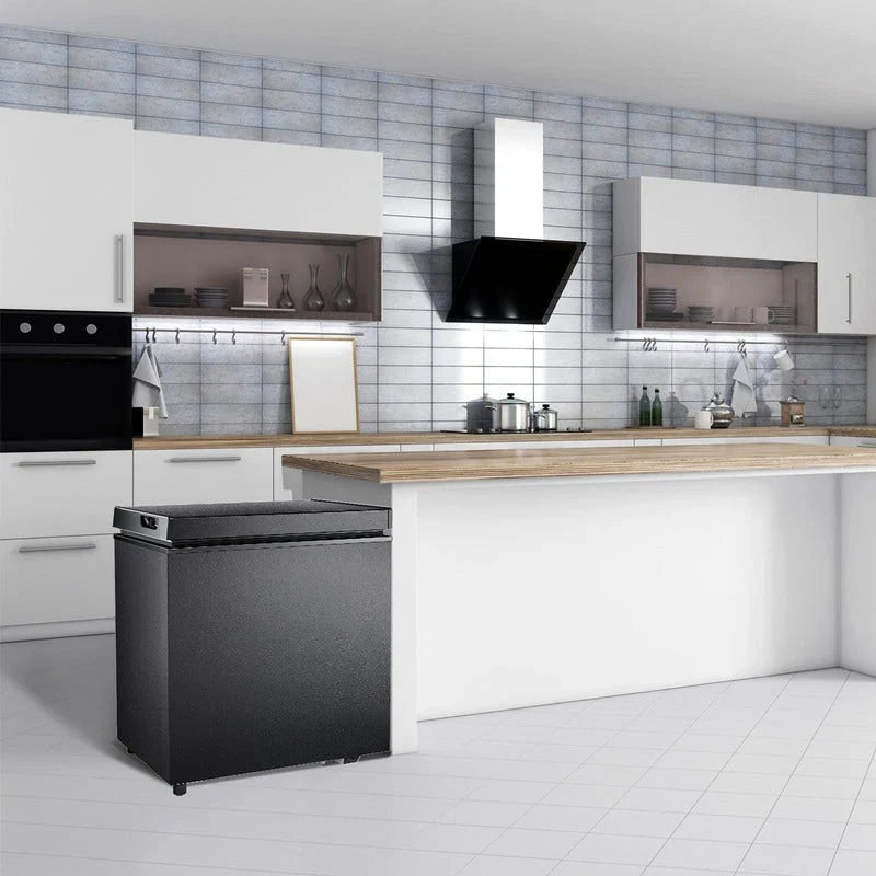 1,8 Kubikfuß Gefriertruhe mit herausnehmbarem Korb, Bodenablauf, 7-Stufen-Thermostat, freistehendes Design für Zuhause und Wohnung