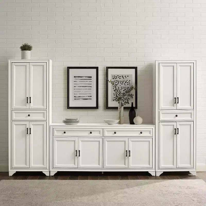 3-teiliges Tara Sideboard- und Vorratsschrank-Set im Used-Look - Crosley