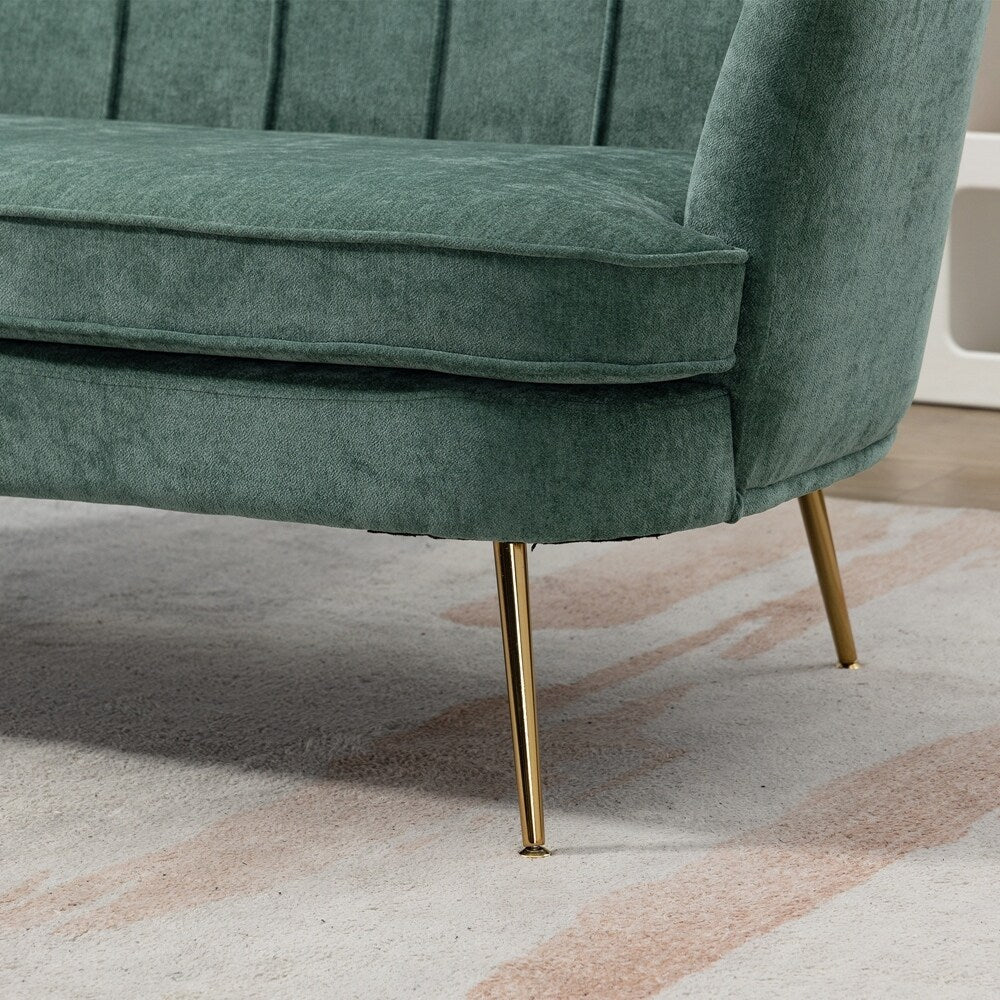 Kleines Mini-Zimmer-Sofa Zweisitzer mit Goldmetallfüßen - 2 Sitzer