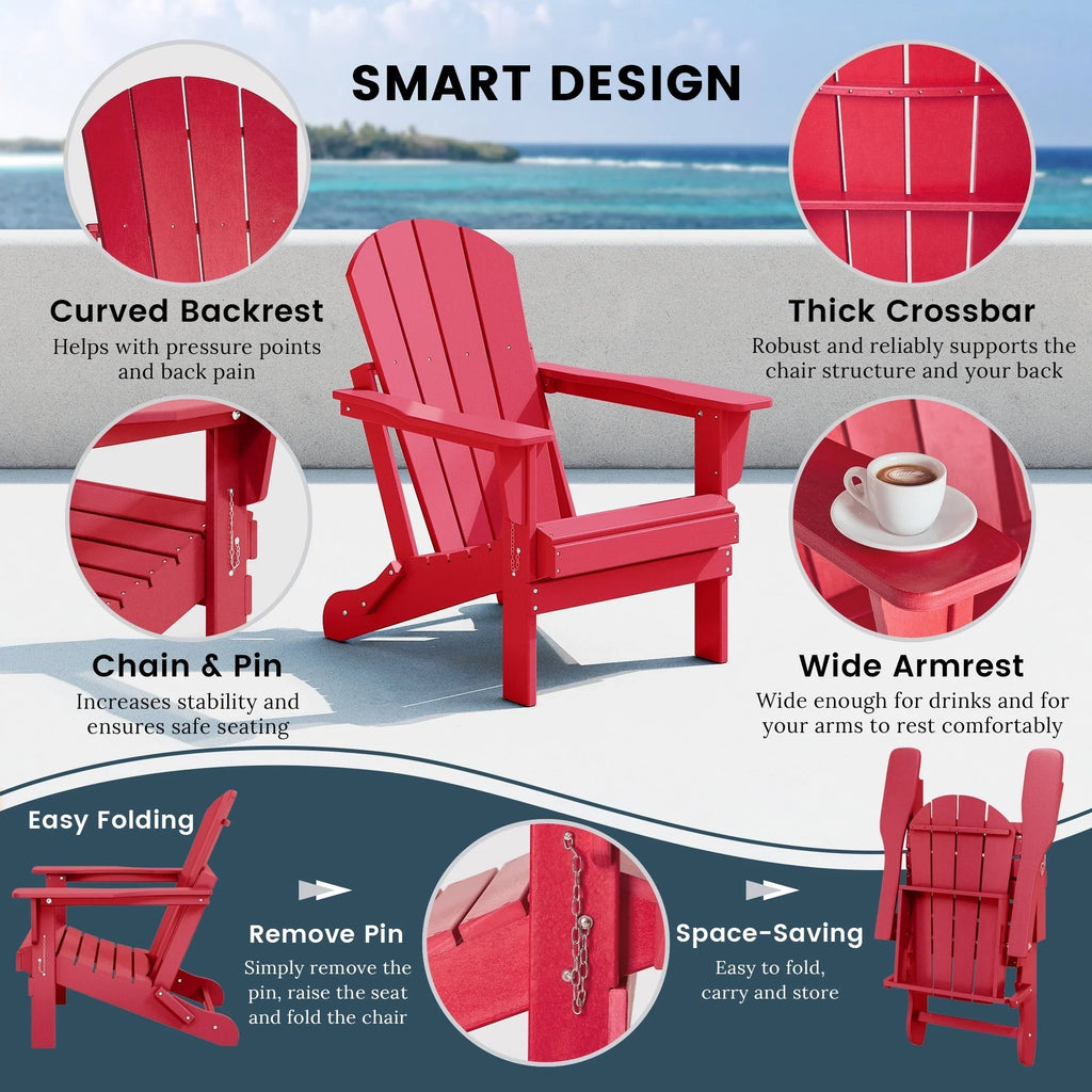 Polytrends Laguna Faltbarer Adirondack-Stuhl für den Außenbereich, wetterfest und lichtbeständig