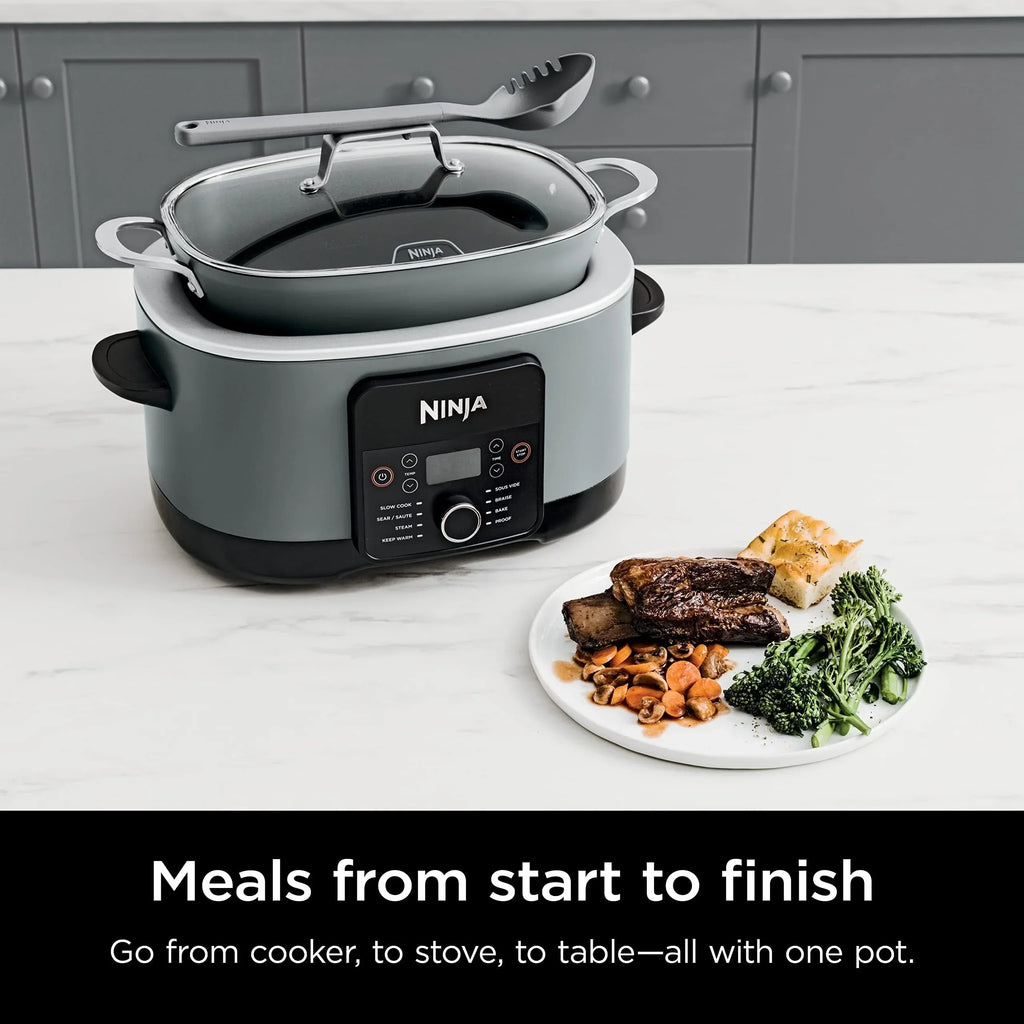 8,5 Liter Multi-Kochtopf, 8-in-1, mit Slow Cooker, Bratentopf, Dampfgarer, Glasdeckel, integriertem Löffel, ofenfest bis 260°C