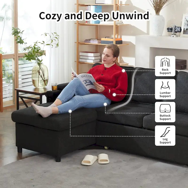 80 L-förmiges Schlafsofa, Sofabett mit Ausziehbett, umwandelbares Schlafsofa