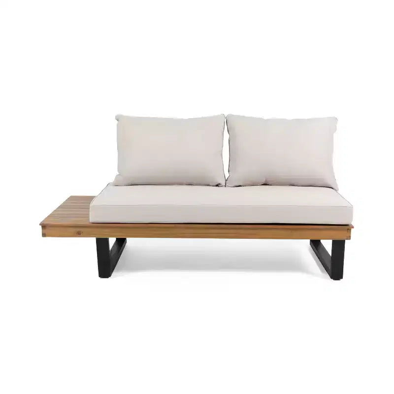 L-förmiges Outdoor-Sofa-Set, Terrassen-Freizeit-Lounge-Set, Garten-Gesprächs-Sitzgruppe mit Couchtisch und wasserabweisendem Kissen – ModernLuxe