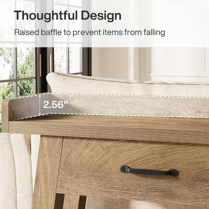 Lantine 2-stöckiger Sofatisch mit 3 Schubladen, 180 cm Konsolentisch mit erhöhter Ablage und Staufächern für Wohnzimmer, Flur, Eingangsbereich