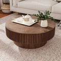 Moderner runder Couch-/Teetisch aus massivholzfurniertem Holz mit Stauraum