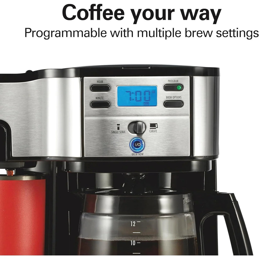 2-in-1 Kaffeemaschine für 12 Tassen & Einzelportion, Glaskanne, automatische Pause- & Ausgießfunktion, Schwarz