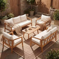 Christopher Knight Home Sunny Modernes 5-teiliges Akazien-Sitzgruppe mit rechteckigem Lattenrosttisch und 7 Sitzen