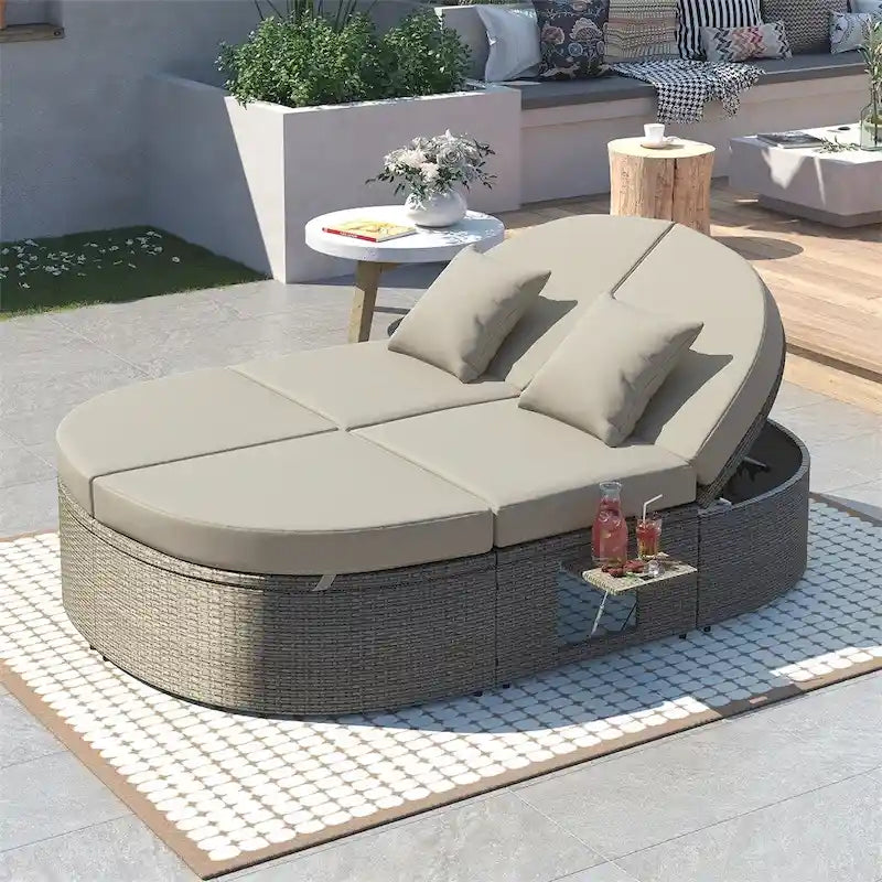 Outdoor Sonnenliege Gartenliege 2-Personen-Daybed mit Kissen und Polstern