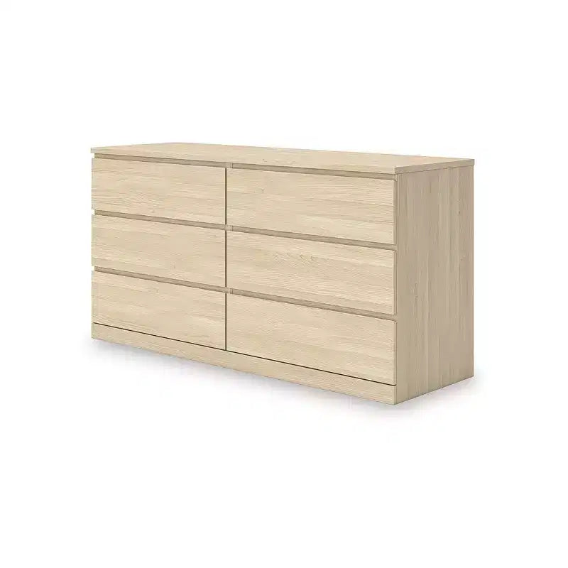 Signature Design by Ashley Modern Onita Kommode mit 6 Schubladen, Kommode in Naturholzbraun mit griffloser Ausführung