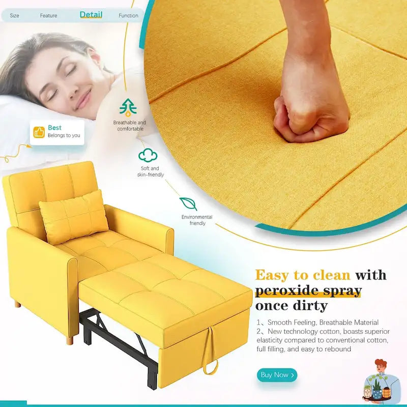 AECOJOY 3-in-1 Schlafsofasessel mit Kissen und verstellbarer Rückenlehne