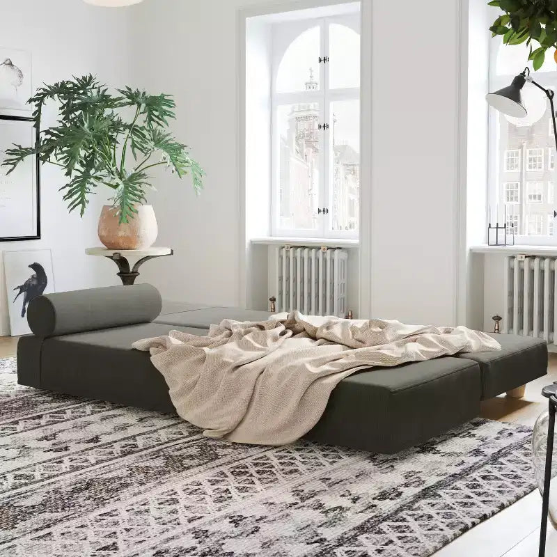 Tagesbett / ausklappbares Schlafsofa (Queensize) - Microvelvet