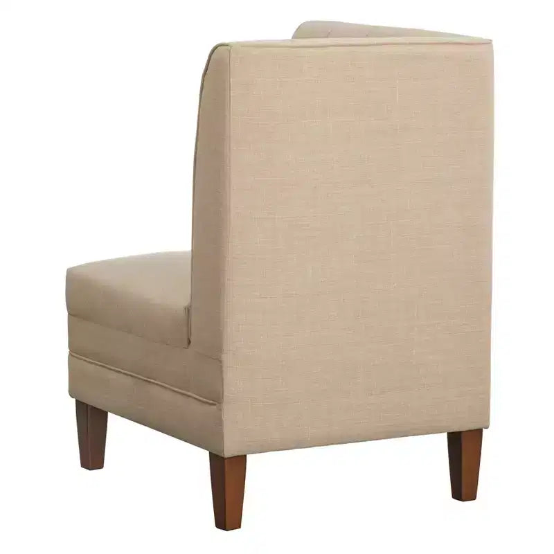 Lifestorey 4-teiliges Essgruppe Kerrington Channel Back Banquette Nussbaum/Creme: Leinenoptik-Stoff, Säulentisch