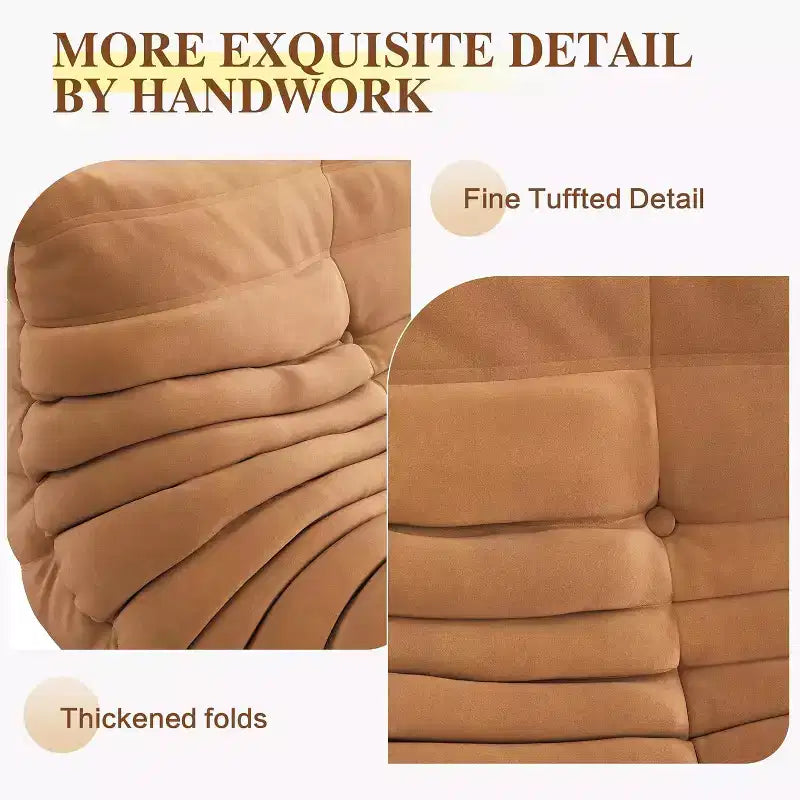 Übergroßes Fireside Sitzsack-Sofa & Ottoman, Tierfreundliches Kunstleder-Loveseat für Wohnzimmer, Büro, keine Montage