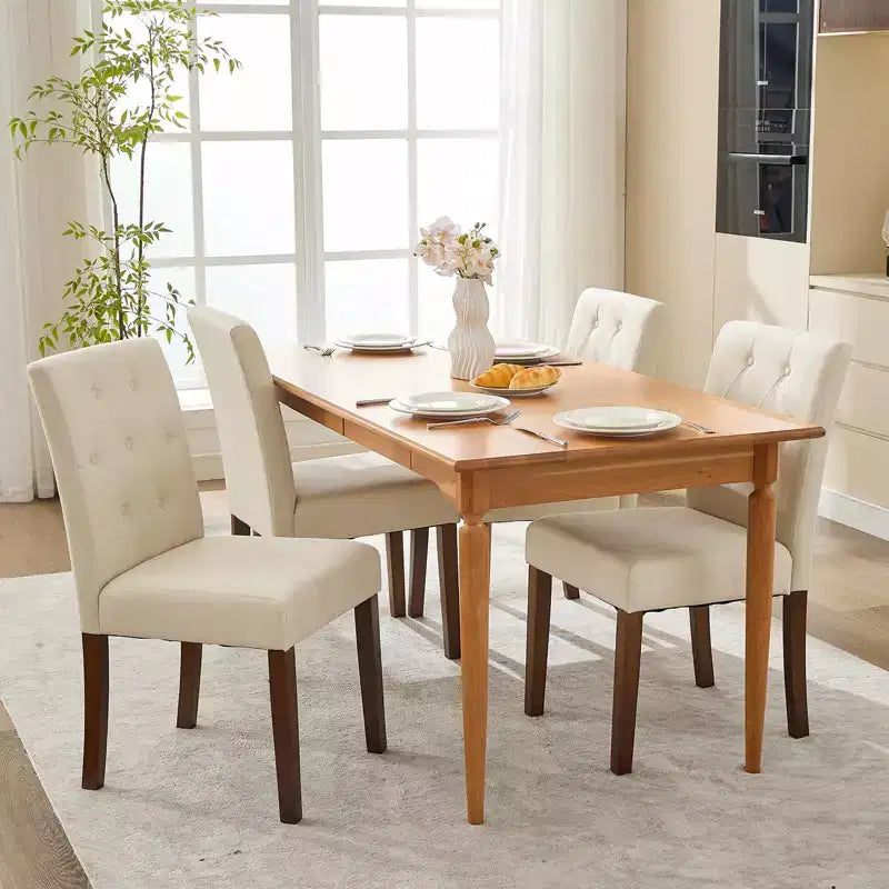 Parsons Esszimmerstühle mit Knopfheftung, 6er/4er-Set – Polsterstühle aus Stoff mit Holzbeinen & gepolsterten Sitzen – Wohnzimmer- und Küchenmöbel