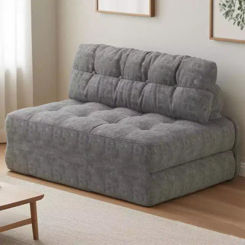 Klappbares Cord-Schlafsofa Futon, wandelbarer Bodenschlafsessel mit Kissen & Rückenlehne