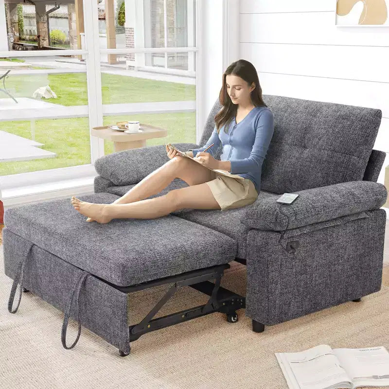 Dyonery 3-in-1 Schlafsofa, Ausziehbares Schlafsofa mit verstellbarer Rückenlehne