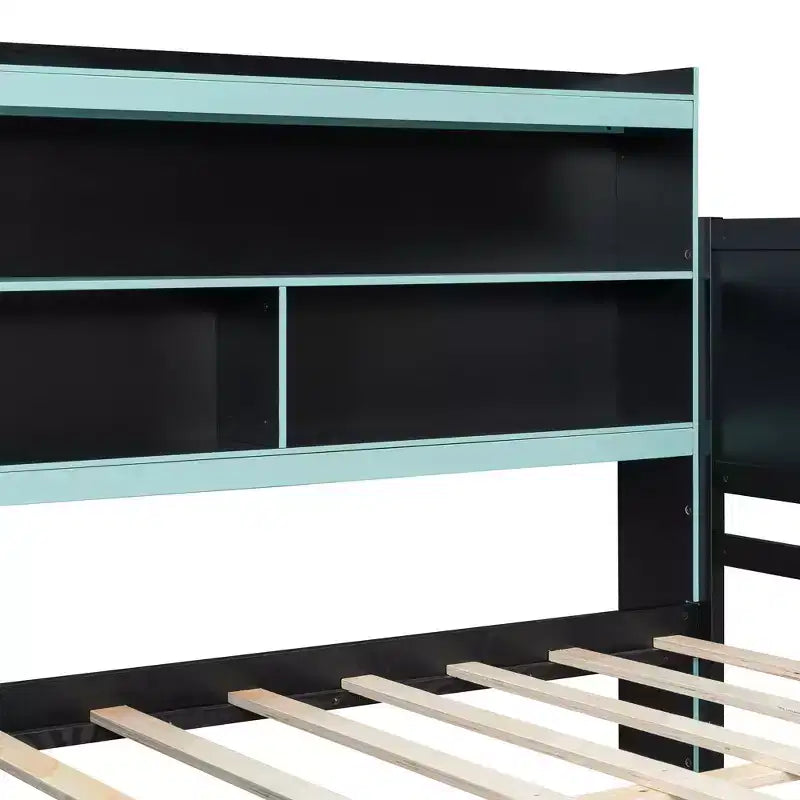 Gamer Hub Tagesbett mit Schreibtisch, RGB-Beleuchtung, Ladestation, Schubladen und Bücherregal-Kopfteil