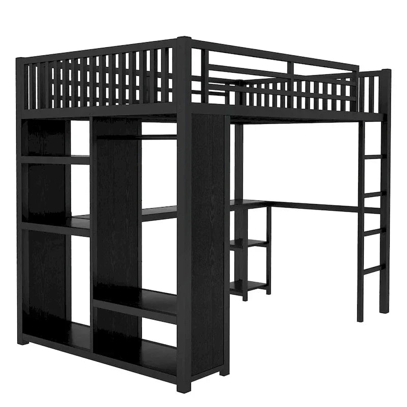 Doppelbettgestell (Extralang) mit integriertem Kleiderschrank