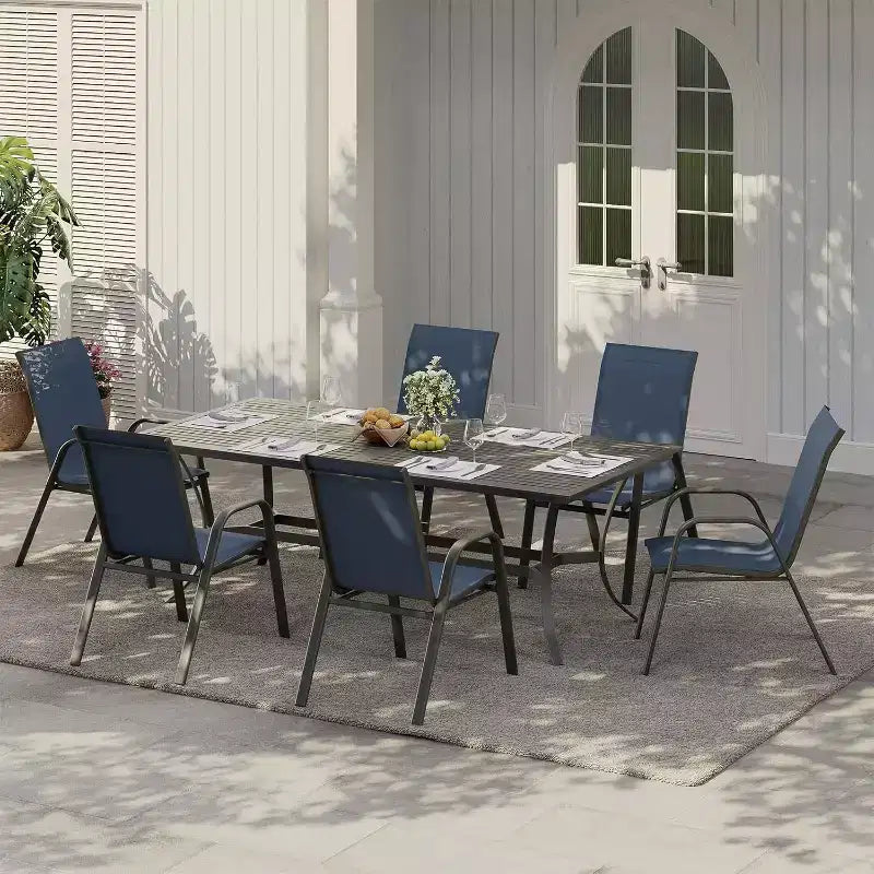 Terrassenstühle, stapelbare Outdoor-Esszimmerstühle, 4er-/6er-Set, wetterfeste, leichte Textilene-Outdoor-Stühle mit Armlehnen für Garten und Pool