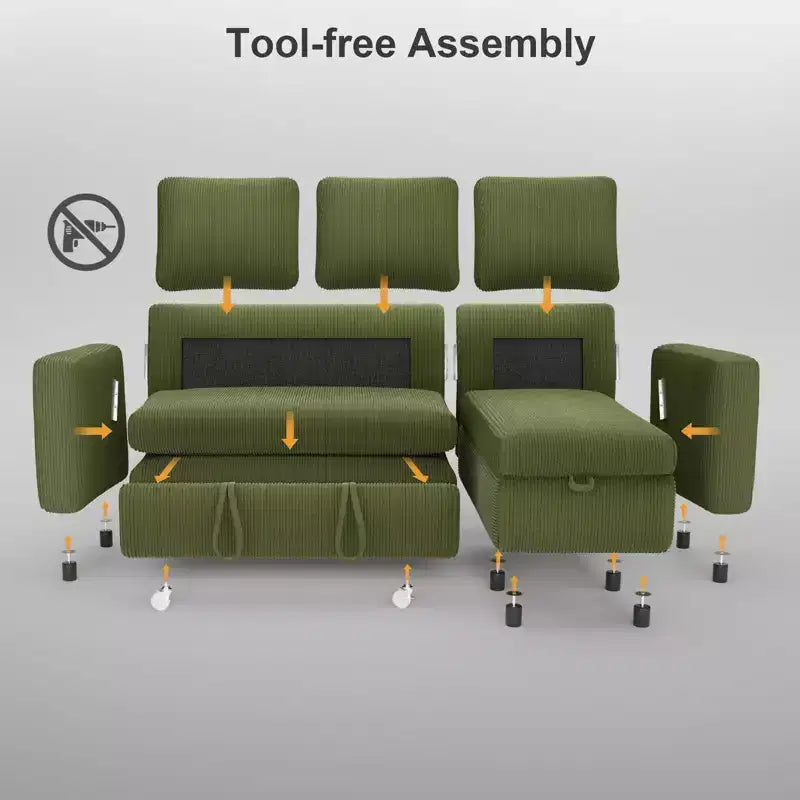 Dyonery 81 Sektional-Schlafsofa, L-förmige Ausziehcouch mit beidseitigem Stauraum, USB, verstellbare Rückenlehne