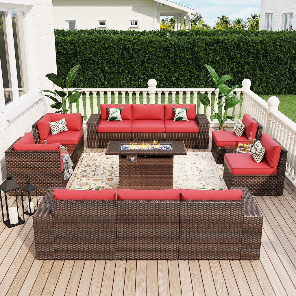 13-teiliges Gartenmöbel-Set mit Feuertisch