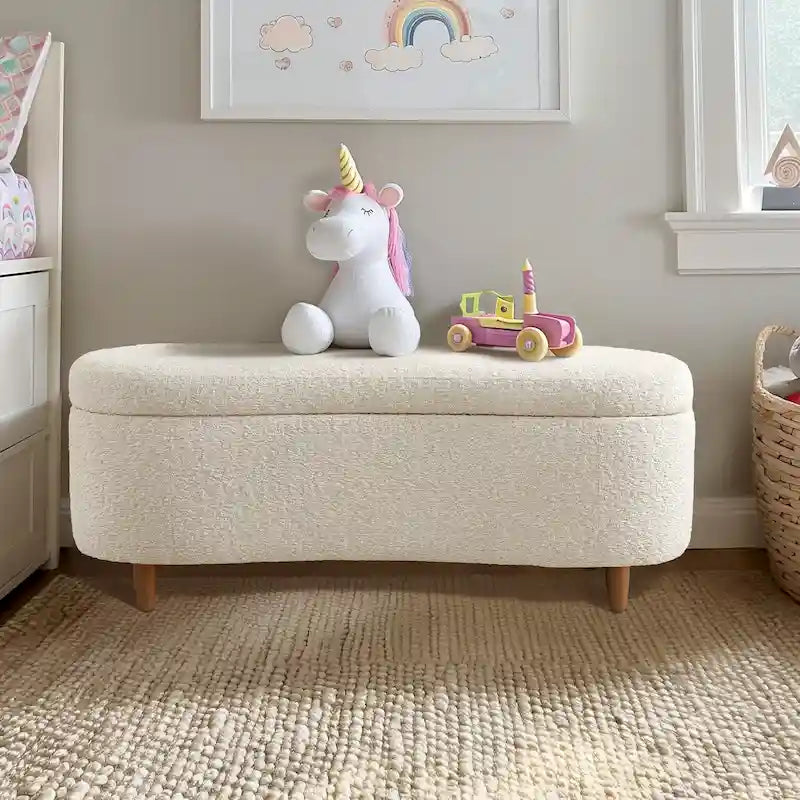 INK+IVY Bailey Taupe Bouclé Aufklappbare Aufbewahrungsbank
