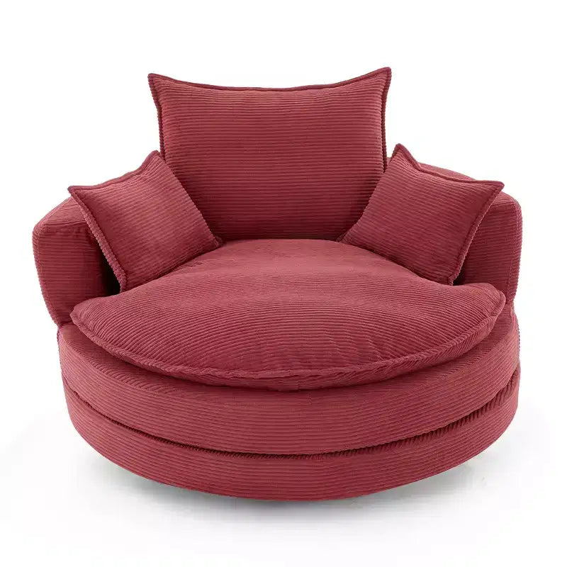 360° drehbarer Loungesessel, drehbarer runder Fass-Sessel mit Kissen für das Wohnzimmer