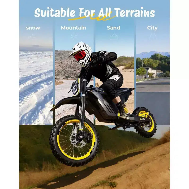 ECOLEAP 3500 W Peak Elektro-Dirtbike für Jugendliche & Erwachsene, 60 km/h Offroad E-Bike, 48 V 21 Ah Akku, bis zu 88 km Reichweite, 180 kg, 13+
