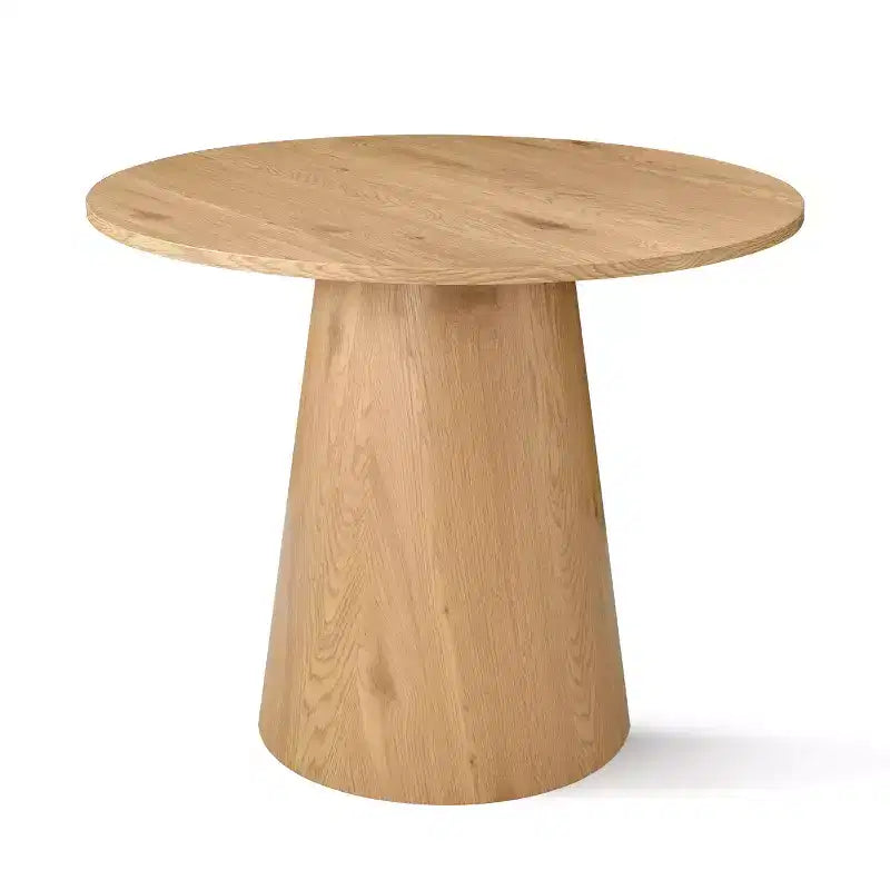 Kleines Essgruppe für 2 Personen, beige gepolsterte Stühle, runder Esstisch mit Säulenfuß, kompakte moderne Küchenmöbel-Panipeachy