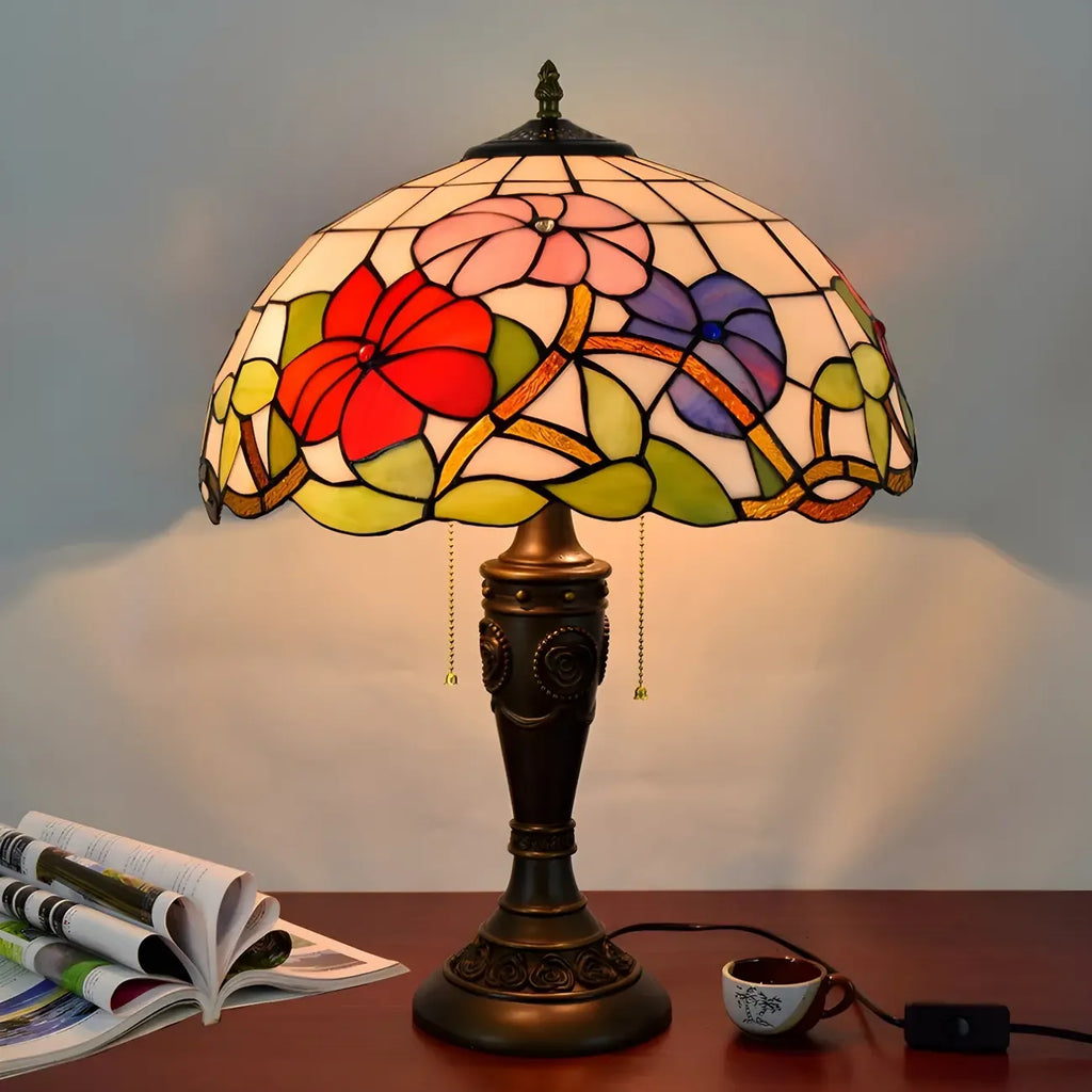 HomeyFad 2-Flammige Vintage-Tischleuchte mit Glasschirm aus Edelstahl