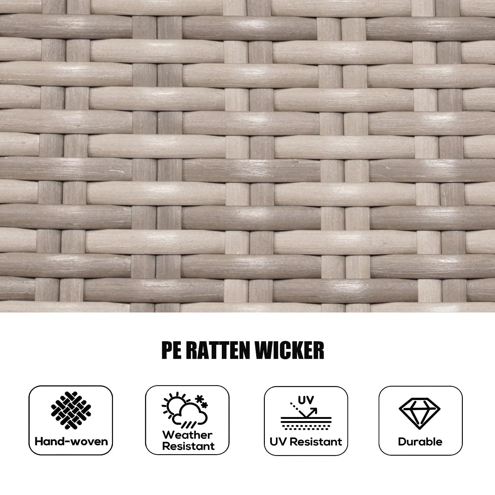 7-teiliges Garten-Essgruppe aus Rattan mit runden Kissen von Moda Furnishings