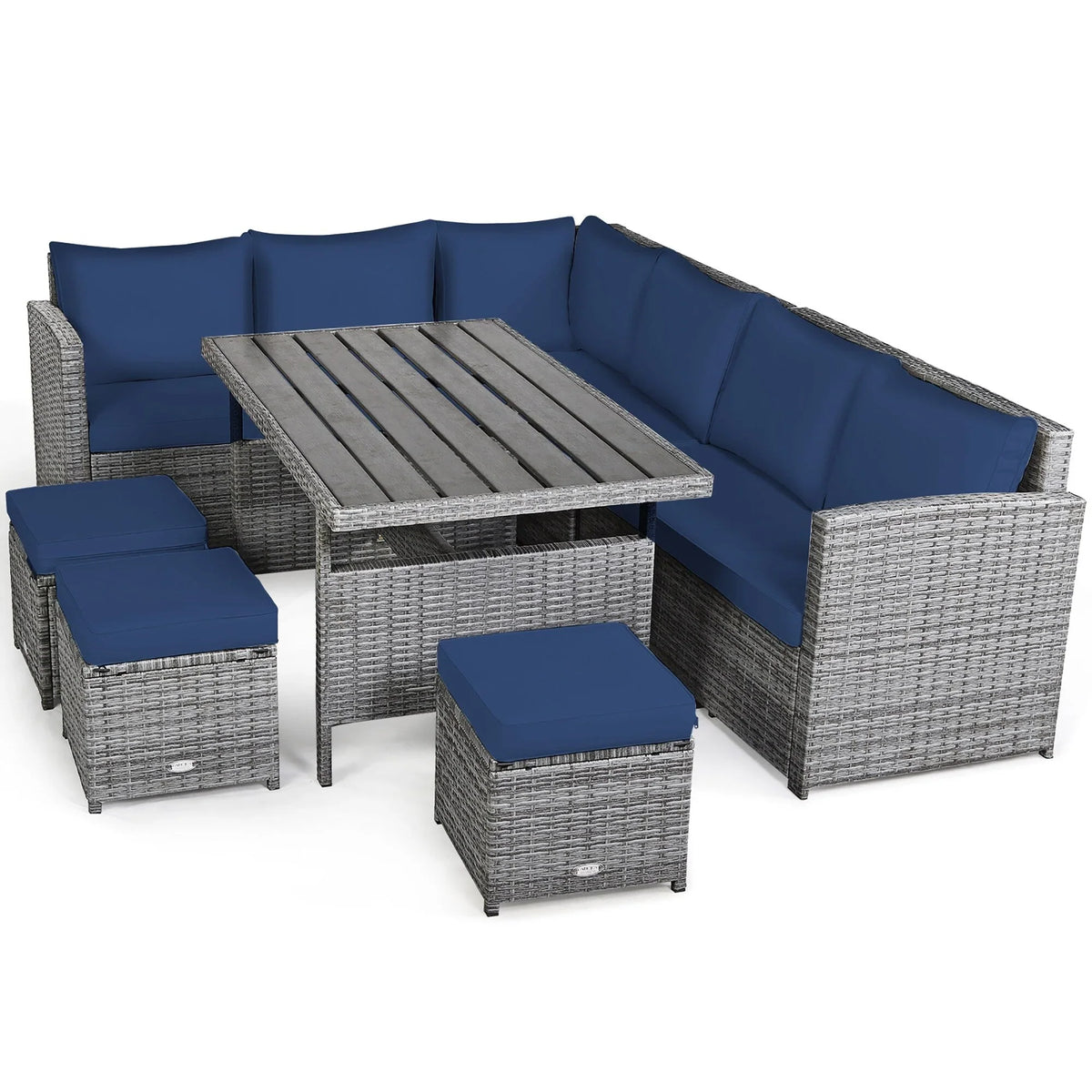Costway 7-teiliges Terrassen-Essgruppe Rattan-Sofa Couch Ottomane – Details ansehen