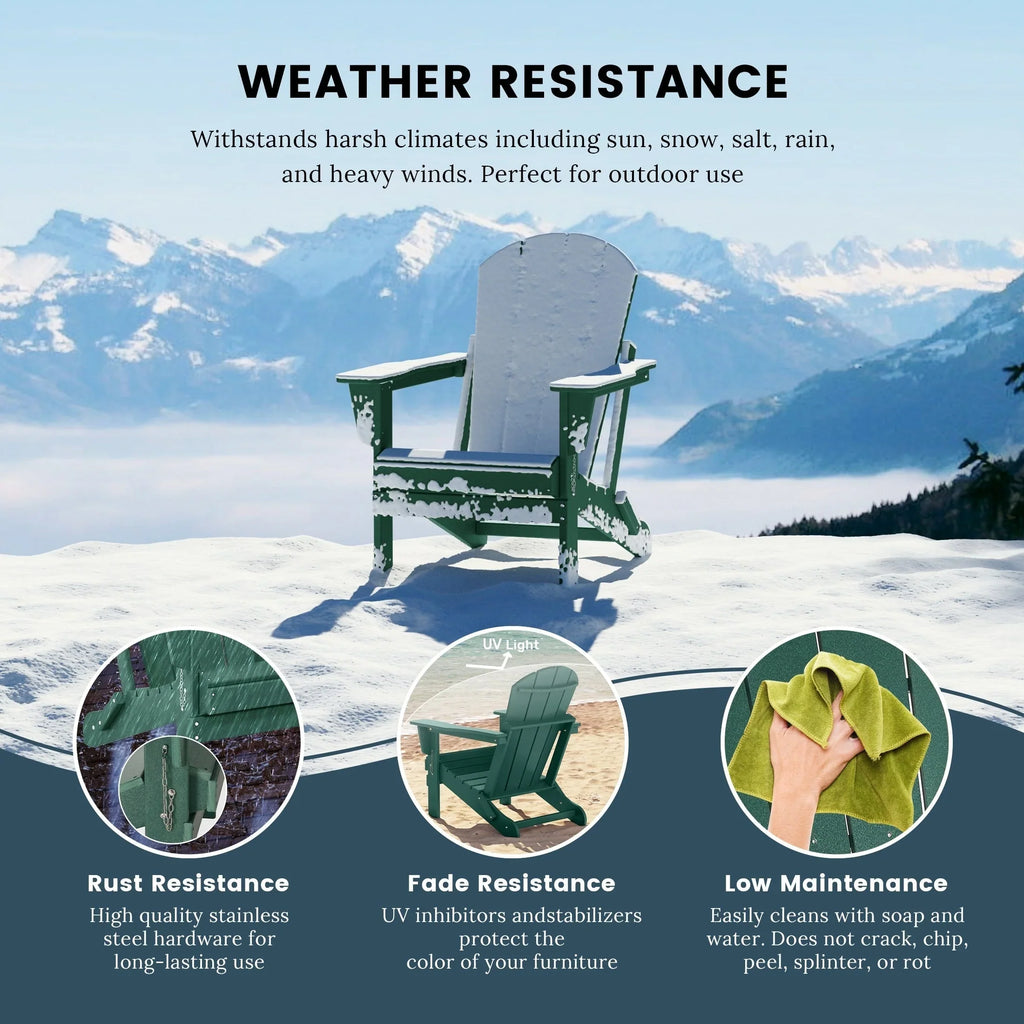 Polytrends Laguna Faltbarer Adirondack-Stuhl für den Außenbereich, wetterfest und lichtbeständig