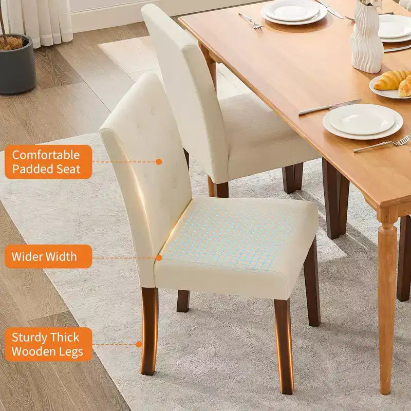 Parsons Esszimmerstühle mit Knopfheftung, 6er/4er-Set – Polsterstühle aus Stoff mit Holzbeinen & gepolsterten Sitzen – Wohnzimmer- und Küchenmöbel