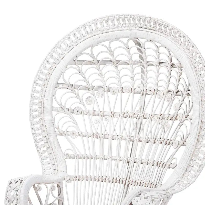 Kallima Moderner Bohemian Weißer Naturrattan-Pfauenstuhl
