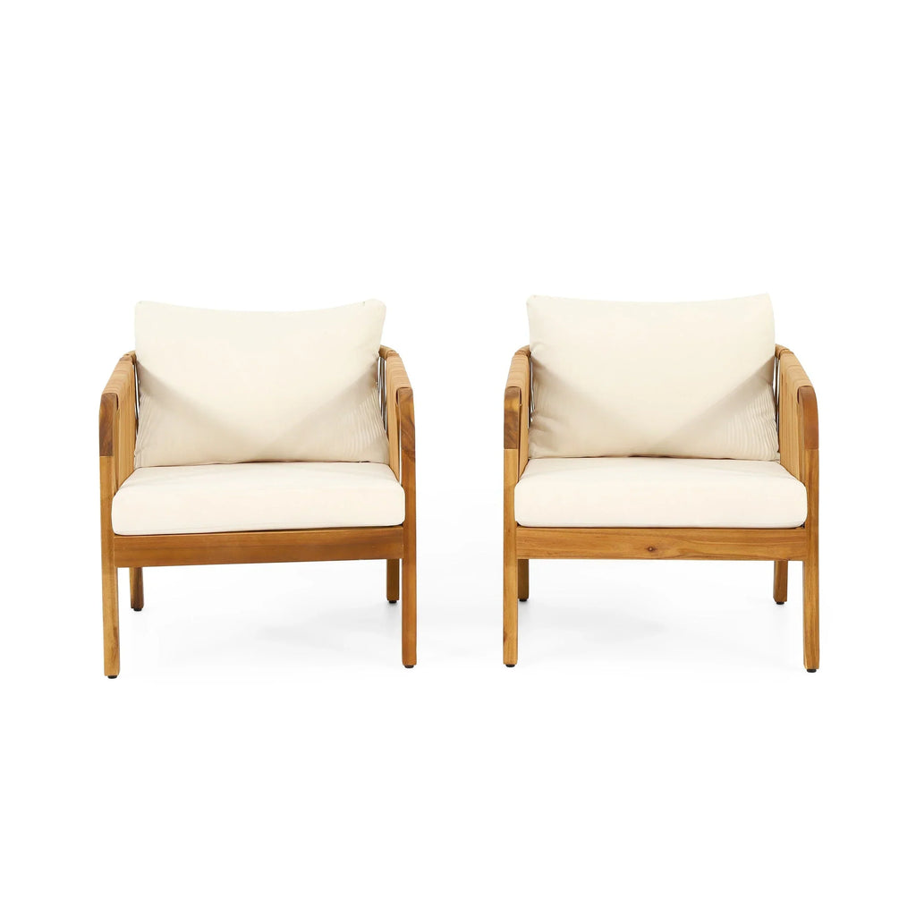 Jabe Outdoor-Clubsessel-Set aus Akazienholz und Rattan von Christopher Knight Home