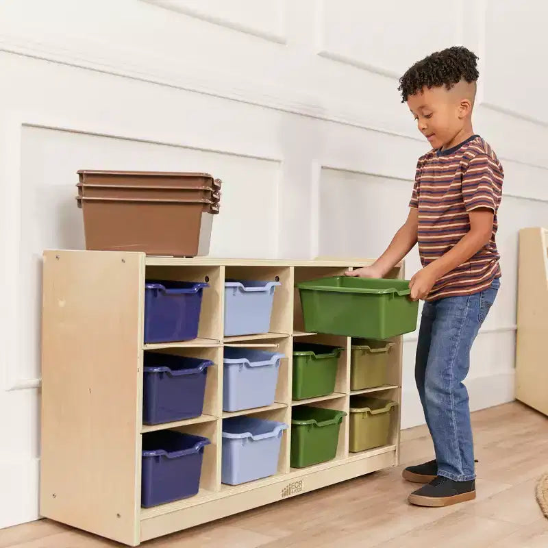 Mobiler Cubby-Schrank mit 15 offenen Behältern, 3x4, Kindermöbel